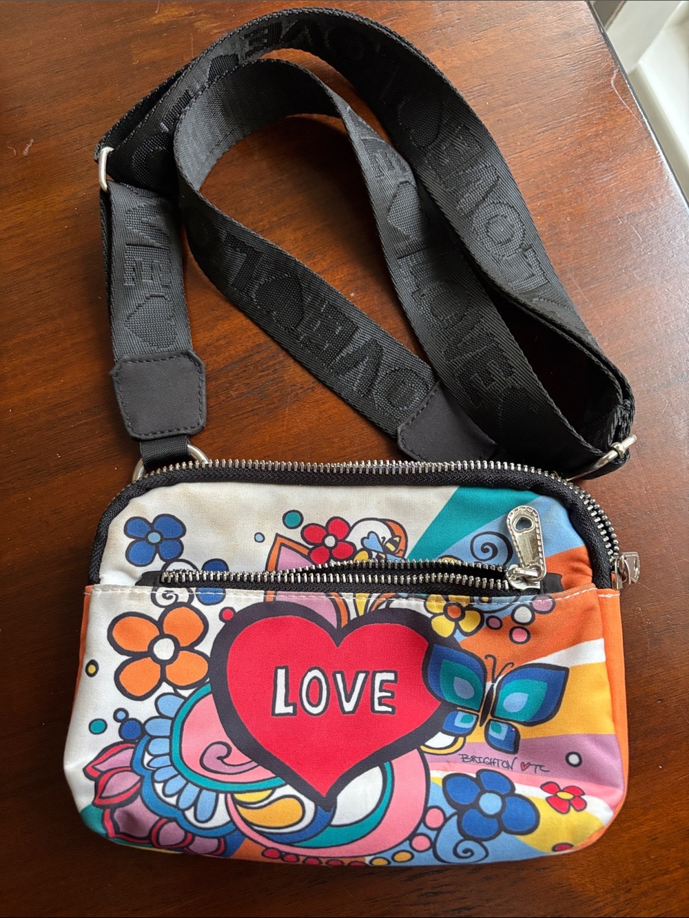Brighton LOVE Heart Graphic Crossbody Bag - Multicolor